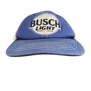 Busch Light Beer Trucker Hat Blue White Mesh Snapback Baseball Cap Logo Patch
